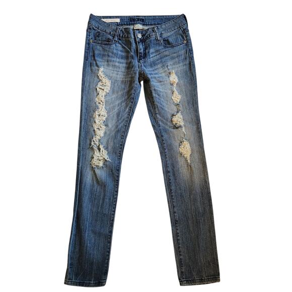 Decree Womens Super Skinny Jeans Size 9 Blue Distressed Low Rise Stretch - Picture 1 of 9
